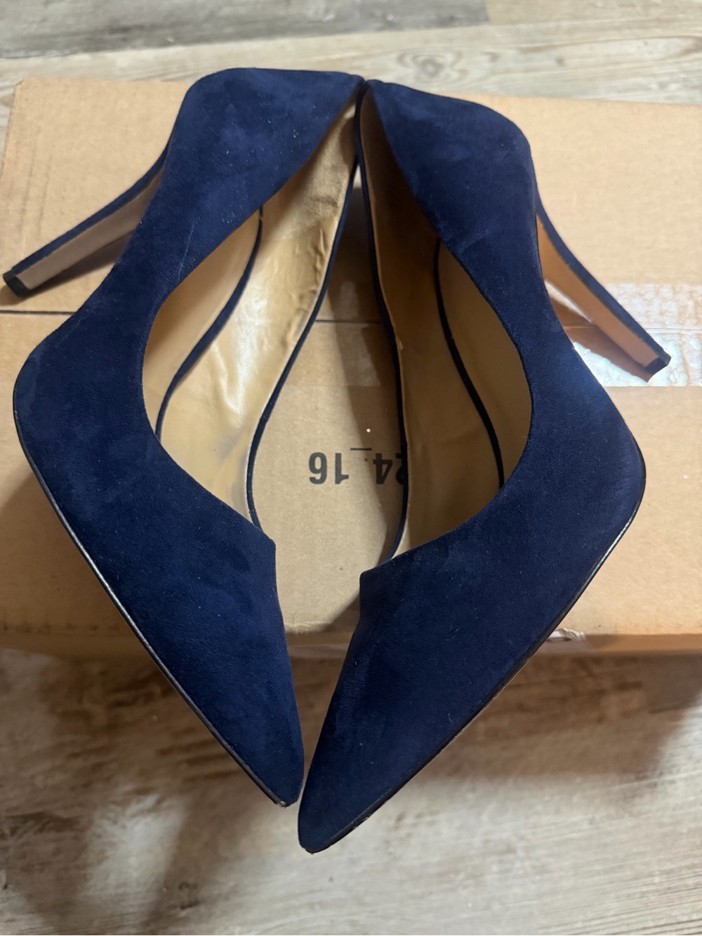 Saks Fifth Avenue Navy Suede Pointed-Toe Pumps - Women - Picture 3 of 8